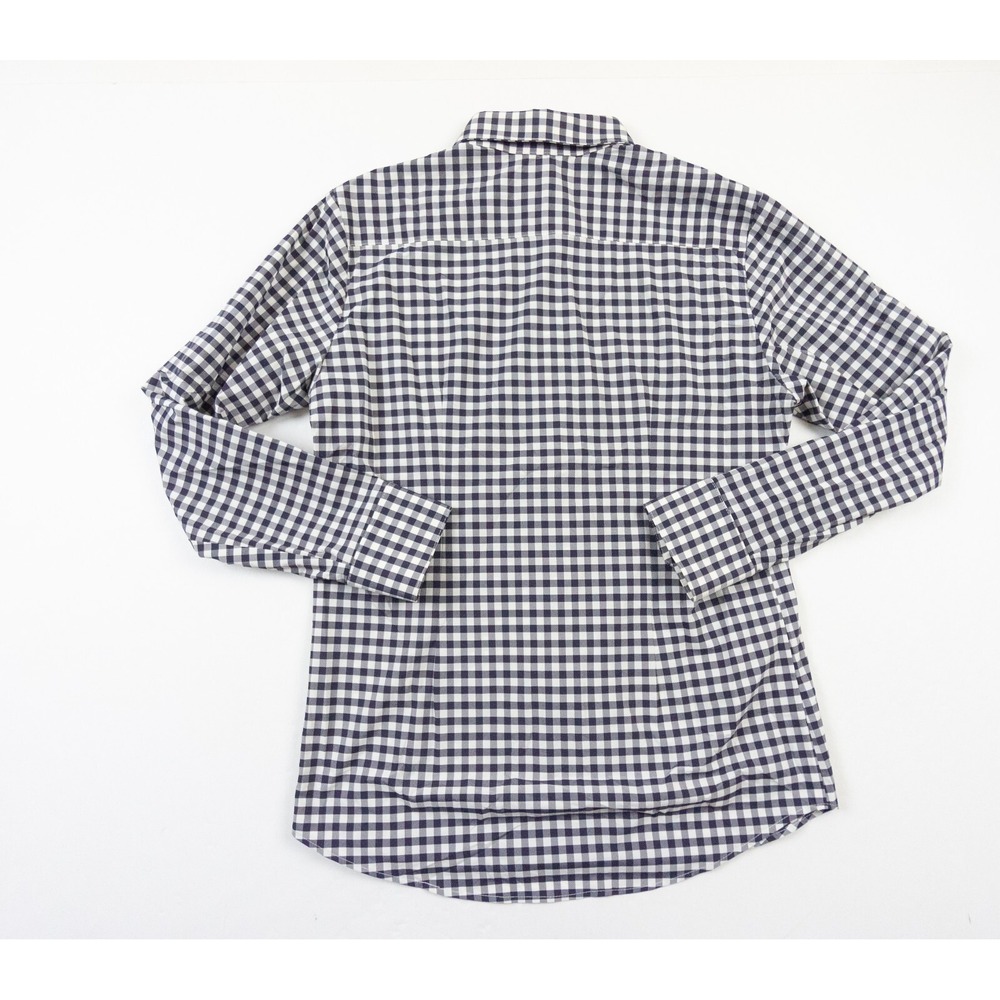 Mizzen Main Shirt Mens Medium Blue Button Down Collared Trim Fit Stretch Check - Picture 4 of 11